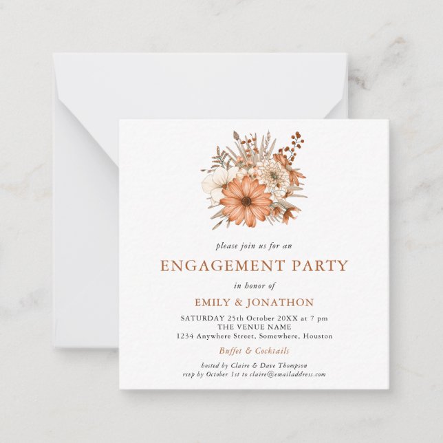 MINI | Autumn Florals Engagement Party Invitation (Front)