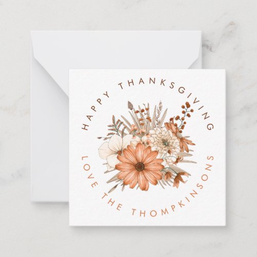 MINI Autumn Florals Foliage Happy Thanksgiving Note Card