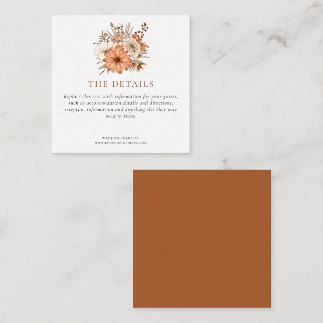 MINI | Autumn Florals Wedding Information Details Enclosure Card (Front/Back)