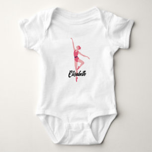 Mini Ballerina Dance Pose on Pastel Baby Bodysuit