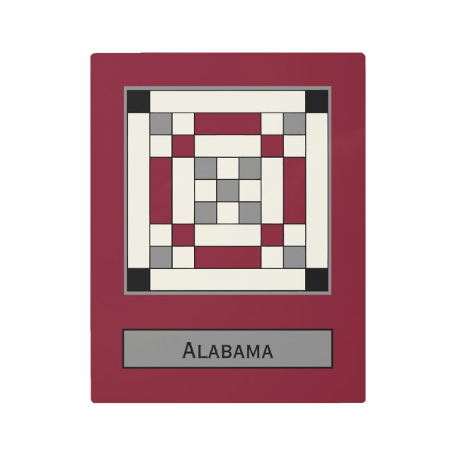 Mini Barn Quilt Alabama Nine Patch  Metal Print (Front)