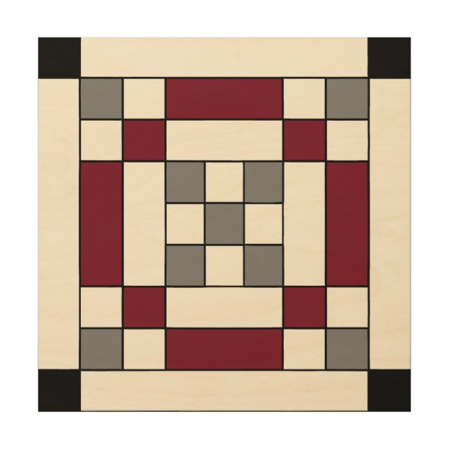 Mini Barn Quilt Alabama Nine Patch Wood Wall Art (Front)