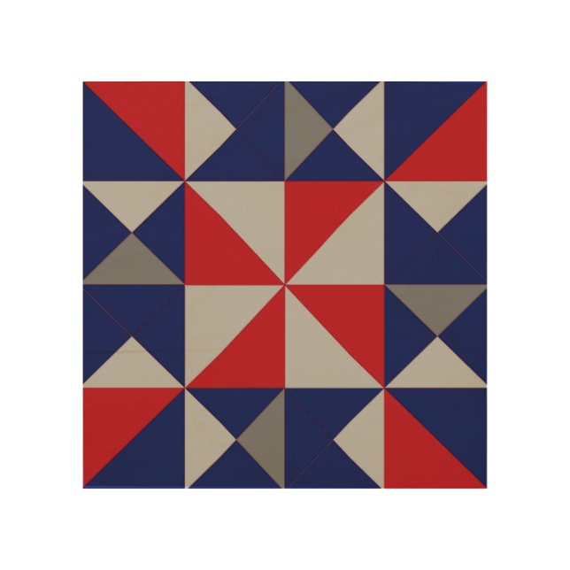 Mini Barn Quilt Americana Pinwheel Wood Wall Art (Front)