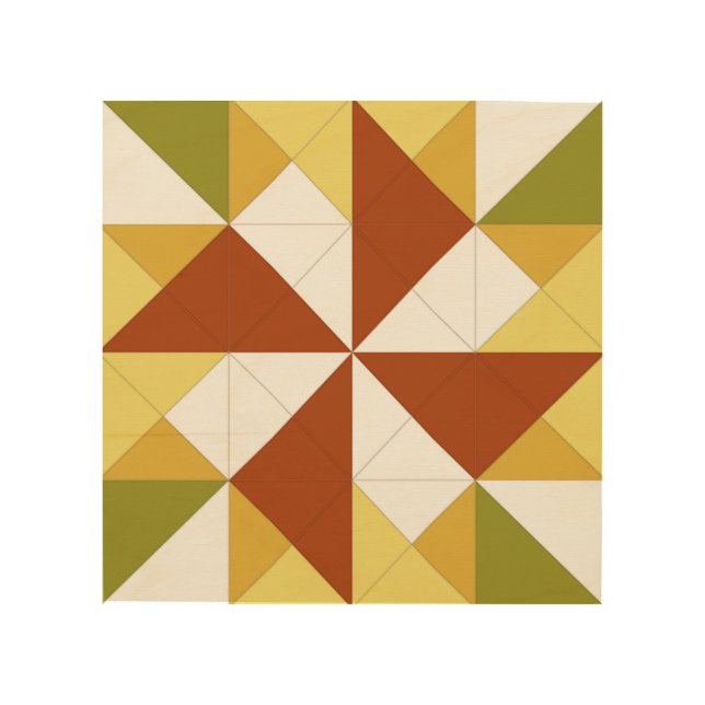 Mini Barn Quilt Autumn Pinwheel Wood Wall Art (Front)
