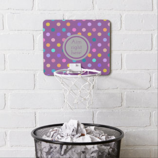 Mini basketball goal purple polka dot print hoop