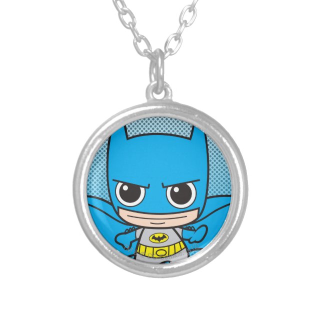 Mini Batman Running Silver Plated Necklace (Front)