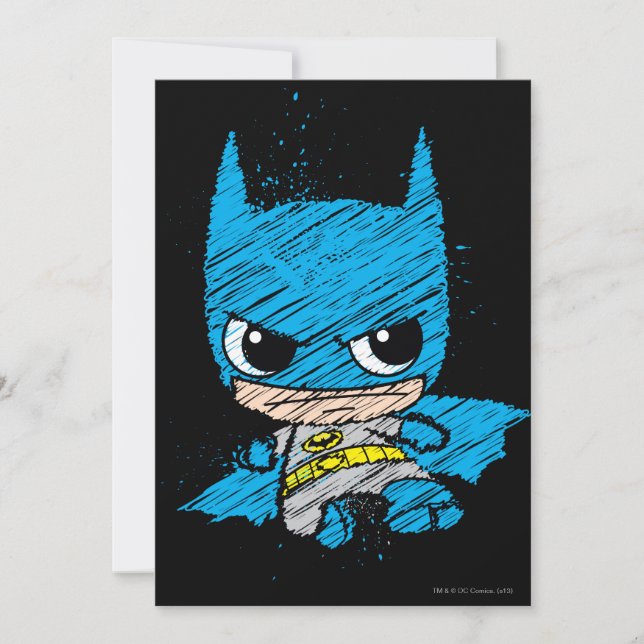 Mini Batman Sketch Invitation (Front)