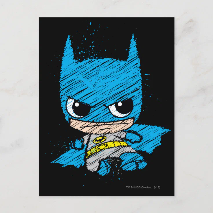 Mini Batman Sketch Postcard | Zazzle