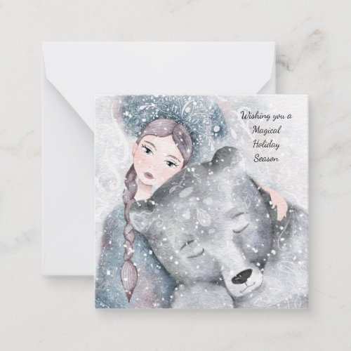 MINI Bear Snow Princess Bleak Midwinter Holiday Note Card