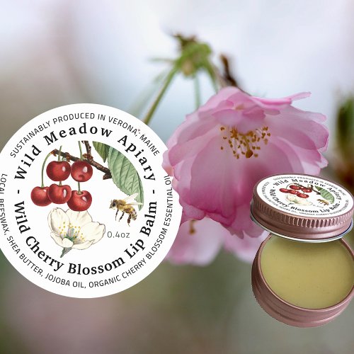 Mini Beeswax Lip Balm Container Lid Label Cherry