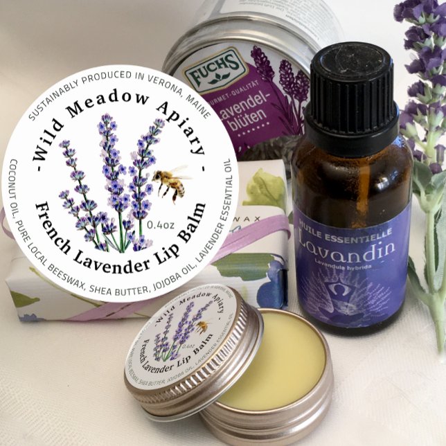 Mini Beeswax Lip Balm Container Lid Label Lavender (Creator Uploaded)