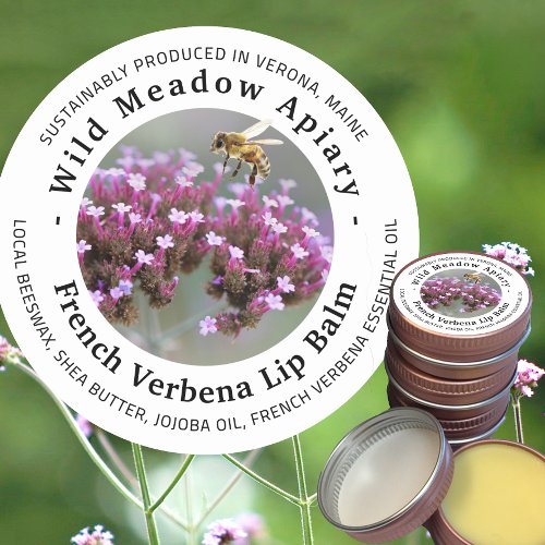 Mini Beeswax Lip Balm Lid Label French Verbena    