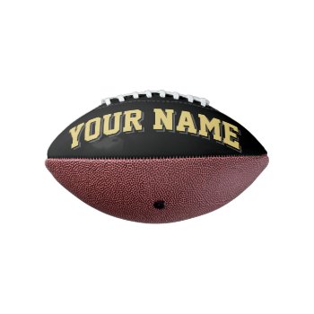 Mini Black Old Gold Charcoal Personalized Football by MINI_FOOTBALLS at Zazzle