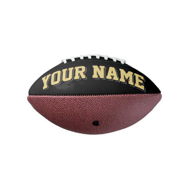 Mini BLACK OLD GOLD CHARCOAL Personalized Football (Rotated 270)
