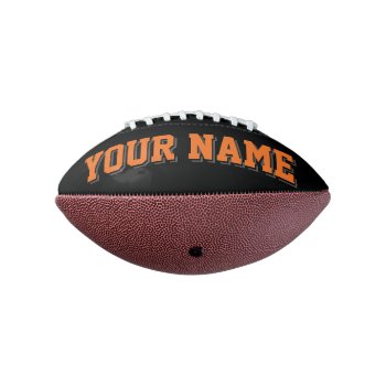 Mini Black Orange Charcoal Personalized Football by MINI_FOOTBALLS at Zazzle