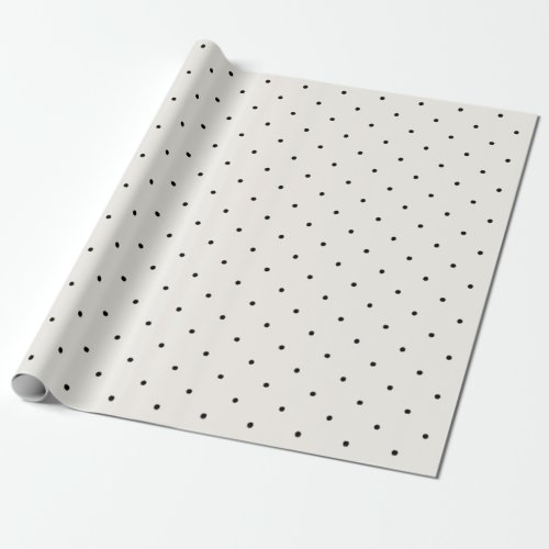 Mini Black Polka Dots Pattern On Vanilla Wedding Wrapping Paper