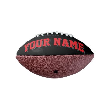 Mini Black Red And Charcoal Personalized Football by MINI_FOOTBALLS at Zazzle