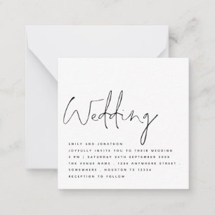 MINI Black White Handwriting Script Wedding Invite