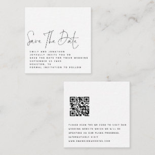 MINI Black White QR Code Wedding Save the Date Note Card