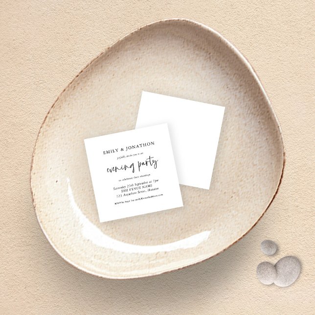 MINI Black White Wedding Evening Party Invite (Creator Uploaded)