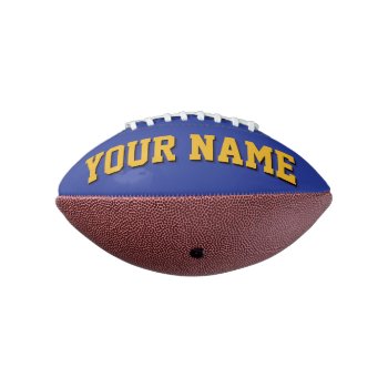 Mini Blue And Gold Personalized Football by MINI_FOOTBALLS at Zazzle