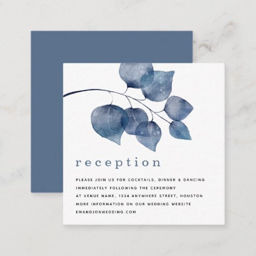 MINI Blue Artsy Foliage Reception Details Enclosure Card