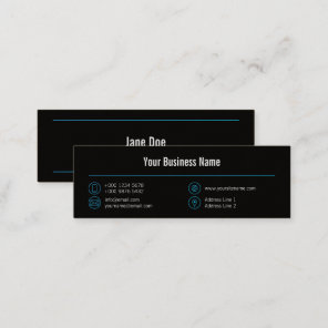 Mini Blue Business Elegant Lines Icons Black Mini Business Card