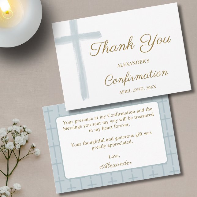 Mini Blue Cross Confirmation Thank You Enclosure Card (Creator Uploaded)