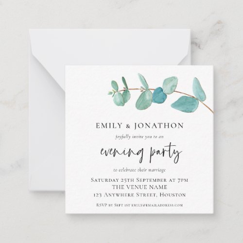MINI Blue Eucalyptus Wedding Evening Party Invite