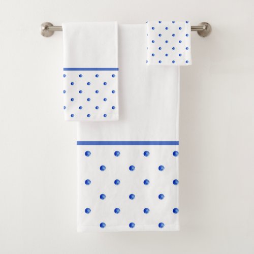 Mini Blue Watercolor Polka Dots Bath Towel Set