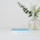Mini Blue Zigzag Librarian Business Card (Standing Front)