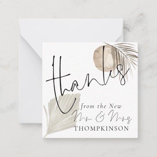 MINI  Boho Pampas New Mr Mrs Wedding Thanks Note Card