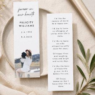 Mini Bookmark Card Memorial Poem Prayer Favor
