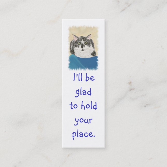 Mini Bookmark Cards, Black WhiteTuxedo Cat Business Card (Front)