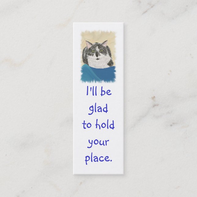 Mini Bookmark Cards, Black WhiteTuxedo Cat Mini Business Card (Front)