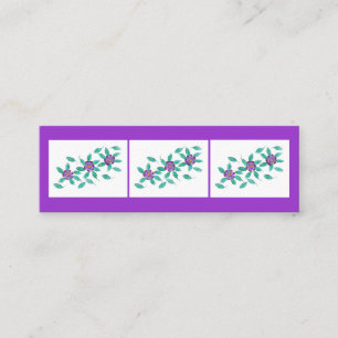Mini Bookmark Cards, Purple Primrose Flowers Mini Mini Business Card