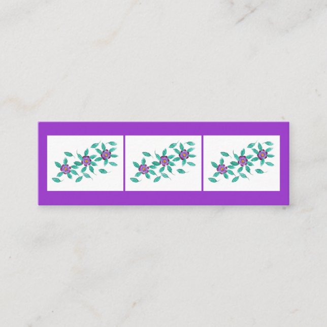 Mini Bookmark Cards, Purple Primrose Flowers Mini  Mini Business Card (Front)