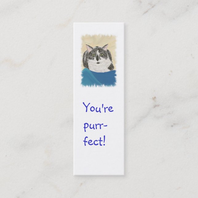 Mini Bookmark Cards,Tuxedo Cat Mini Business Card (Front)
