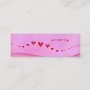 Mini Bookmark cards, wave of red hearts on pink Business Card