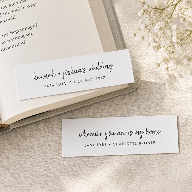 Mini Bookmark Cards | Wedding Favor Keepsake (Personalized mini bookmark cards for wedding favors, place settings, and keepsakes.)
