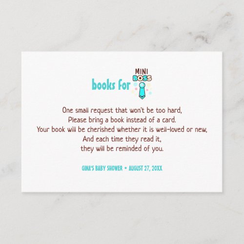 Mini Boss Baby Boy Shower Book Request Cards