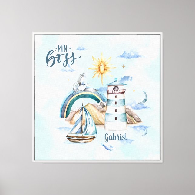 Mini Boss Ship In the Ocean Customizable Canvas Print (Front)