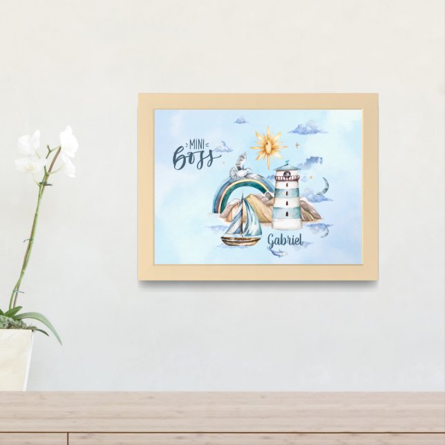 Mini Boss Ship In the Ocean Customizable Framed Art (Entryway)