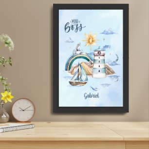 Mini Boss Ship In the Ocean Customizable Framed Art