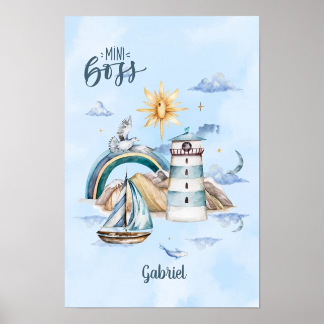 Mini Boss Ship In the Ocean Customizable Poster (Front)