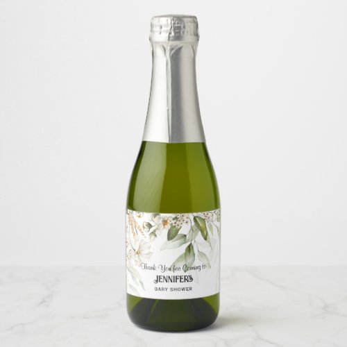 Mini Bottles Floral Drop Baby Shower Favor Mini Sparkling Wine Label