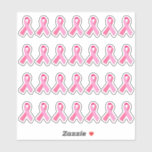 Mini Breast Cancer Awareness Pink Ribbon X 28 Sticker