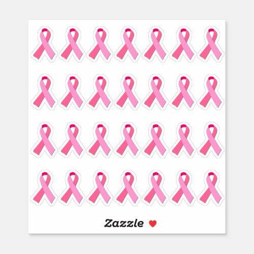 Mini Breast Cancer Awareness Pink Ribbon X 28 Sticker