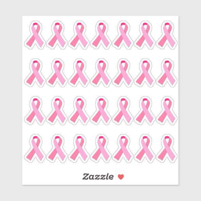 Mini Breast Cancer Awareness Pink Ribbon X 28 Sticker (Sheet)