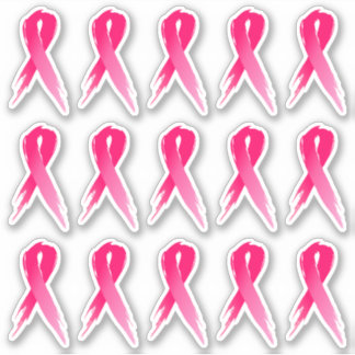Mini Breast Cancer Awareness Pink Ribbons x 15 Sticker